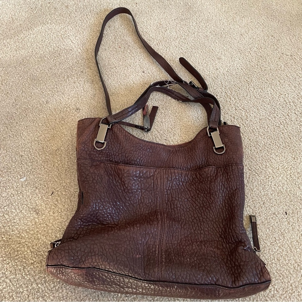 Vince Camuto pebbled lamb leather purse Eliza style Black Cherry color